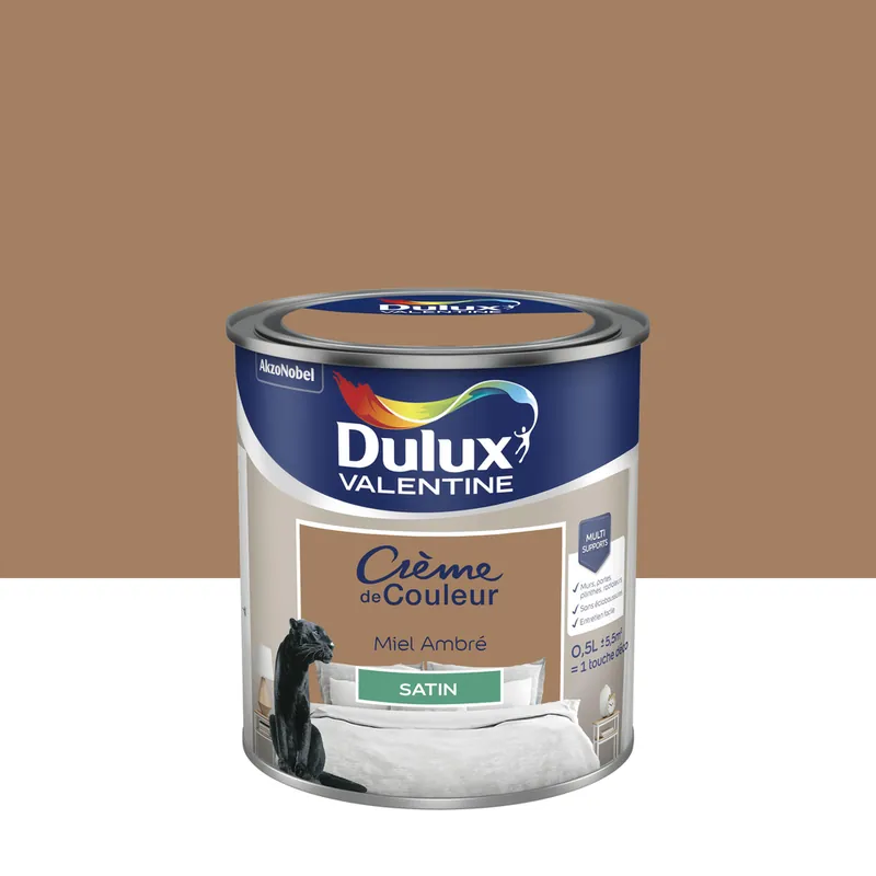 Achetez Aujourd'hui Peinture crème de couleur Miel Ambré Satin 0.5 L - DULUX VALENTINE