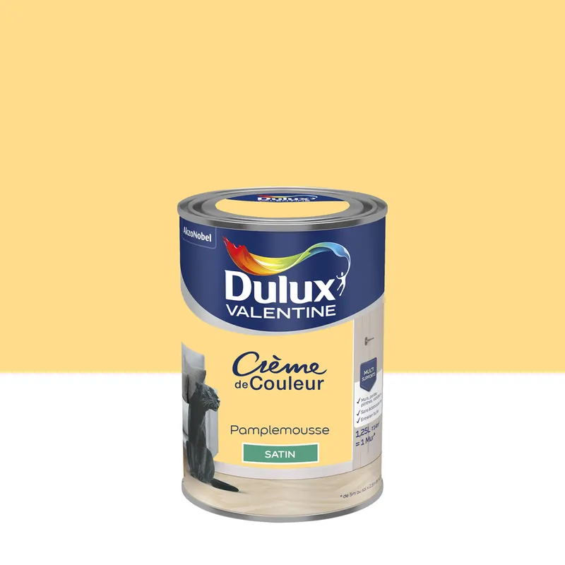 Remise Peinture crème de couleur Pamplemousse Satin 1,25 L - DULUX VALENTINE