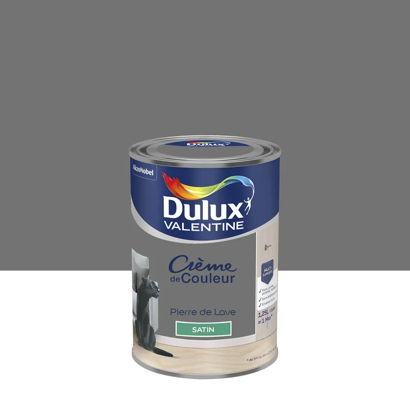 Peinture crème de couleur Pierre de Lave Satin 1,25 L - DULUX VALENTINE Promotion