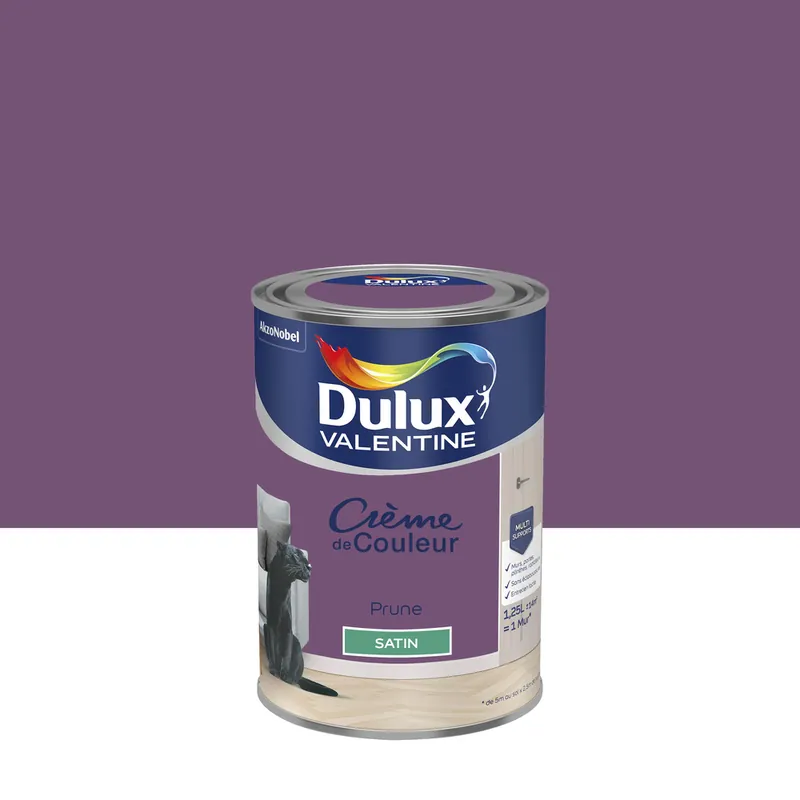 Meilleure Vente Peinture crème de couleur Prune Satin 1,25 L - DULUX VALENTINE