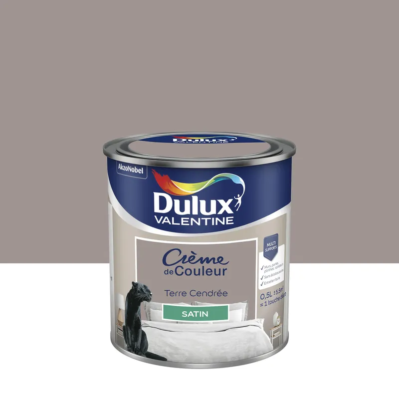 Offre Du Jour Peinture crème de couleur Terre Cendrée Satin 0.5 L - DULUX VALENTINE