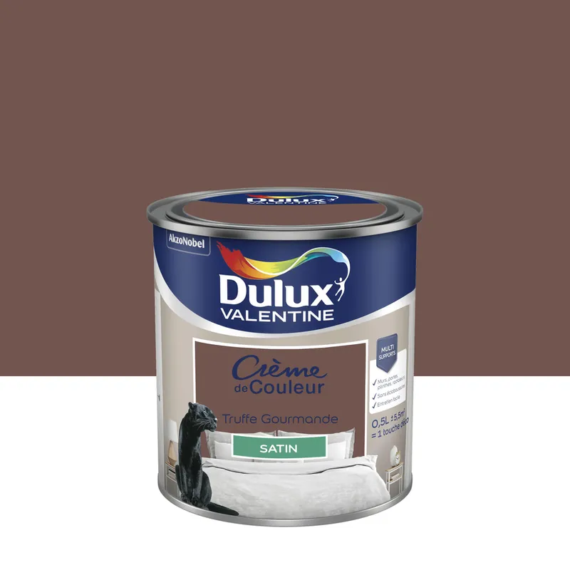 Peinture crème de couleur Truffe Gourmande Satin 0.5 L - DULUX VALENTINE Satisfait Ou Remboursé