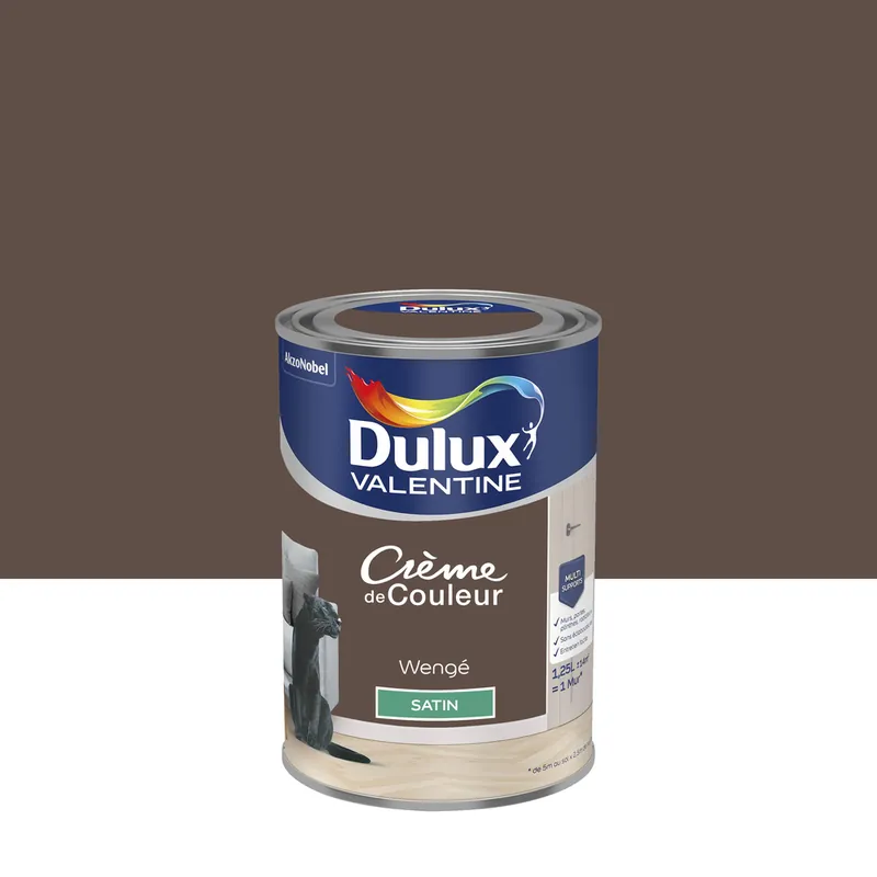 Prix Réduit Peinture crème de couleur Wengé Satin 1,25 L - DULUX VALENTINE