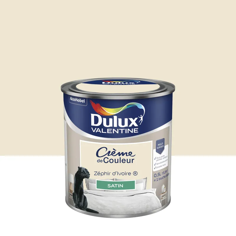 Dernière Chance Peinture crème de couleur Zéphir d‘Ivoire Satin 0.5 L - DULUX VALENTINE