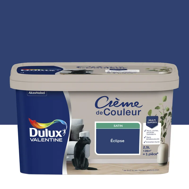 Expédié Aujourd'hui Peinture crème de couleur Éclipse Satin 2,5 L - DULUX VALENTINE