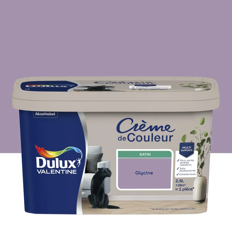 Offre Exclusive Peinture crème de couleur Glycine Satin 2,5 L - DULUX VALENTINE