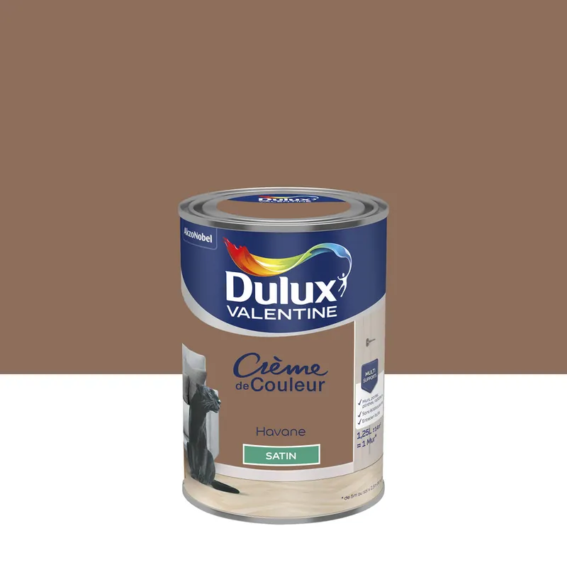 Peinture crème de couleur Havane Satin 1,25 L - DULUX VALENTINE Livraison Express
