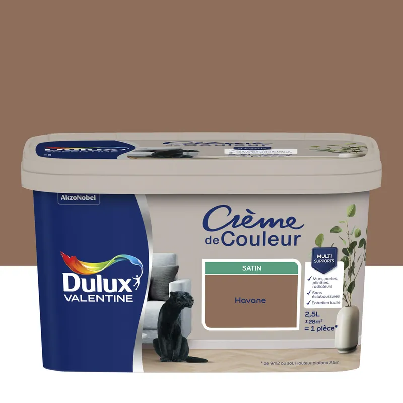 Prix Bas Peinture crème de couleur Havane Satin 2,5 L - DULUX VALENTINE
