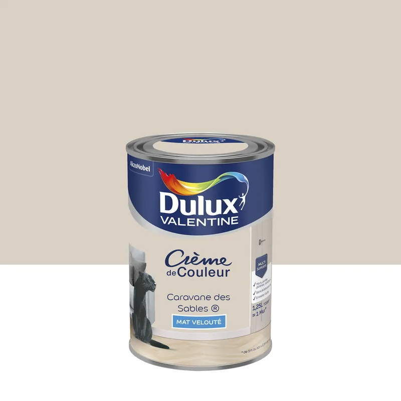Peinture crème de couleur Caravane des Sables Mat 1,25 L - DULUX VALENTINE Expédié Aujourd'hui