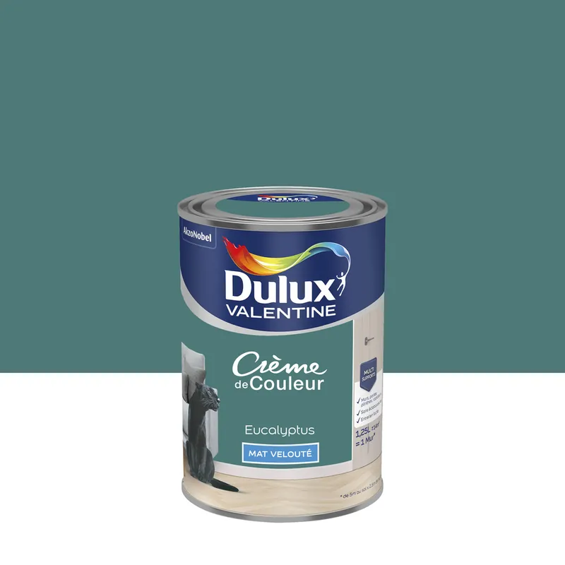 Pas Cher Peinture crème de couleur Eucalyptus Mat 1,25 L - DULUX VALENTINE