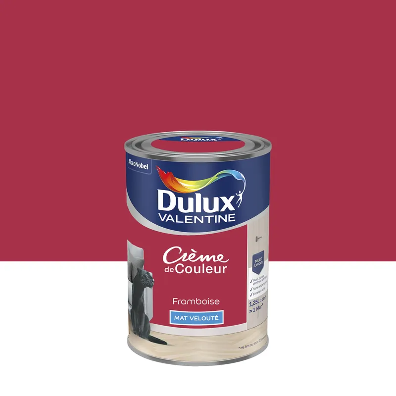 Bon Marché Peinture crème de couleur Framboise Mat 1,25 L - DULUX VALENTINE