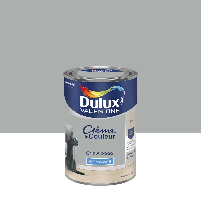 Peinture crème de couleur Gris Alpaga Mat 1,25 L - DULUX VALENTINE Offre Exclusive