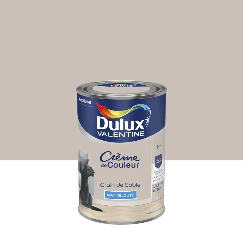Remise Peinture crème de couleur Grain de Sable Mat 1,25 L - DULUX VALENTINE