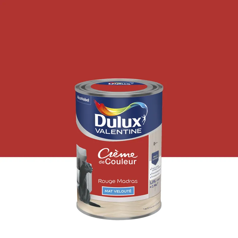 Peinture crème de couleur Rouge Madras Mat 1,25 L - DULUX VALENTINE Vente Flash
