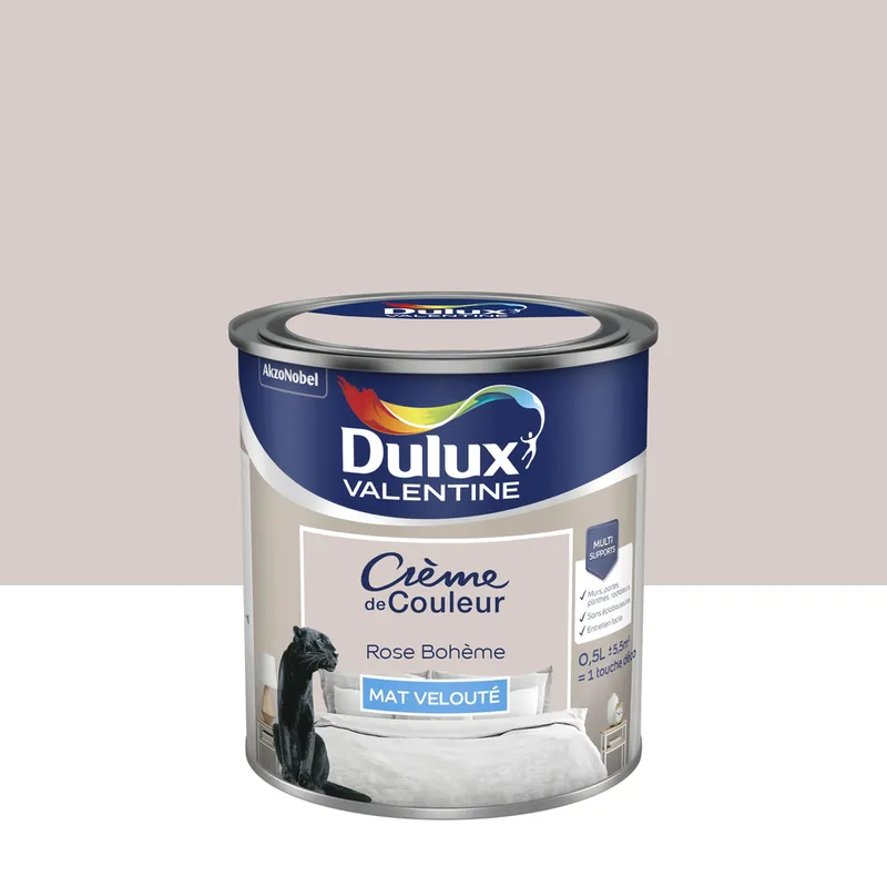 Peinture crème de couleur Rose Bohème Mat 0,5 L - DULUX VALENTINE Commande En Gros