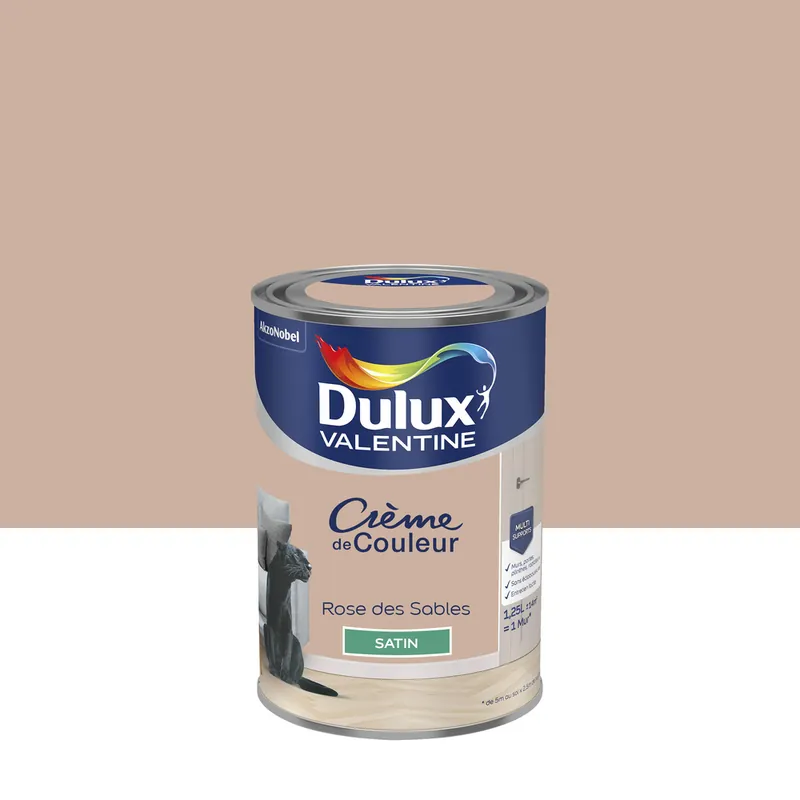 Prix Bas Peinture crème de couleur Rose des Sables Satin 1,25 L - DULUX VALENTINE