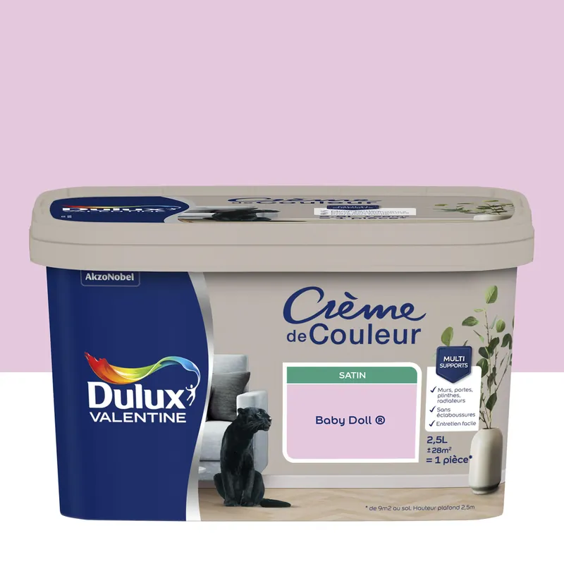 Peinture crème de couleur Baby Doll Satin 2,5 L - DULUX VALENTINE Réduction