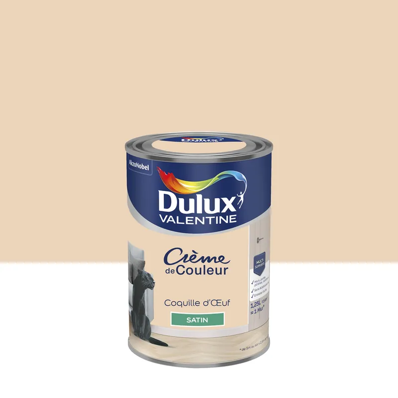 Dernière Chance Peinture crème de couleur Coquille d‘OEuf Satin 1,25 L - DULUX VALENTINE