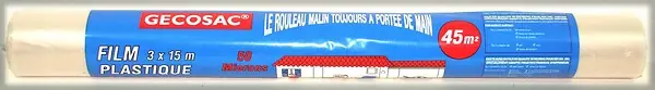 Film protection polyéthylène translucide 3x15 m 50 microns GECOSAC Retour Gratuit