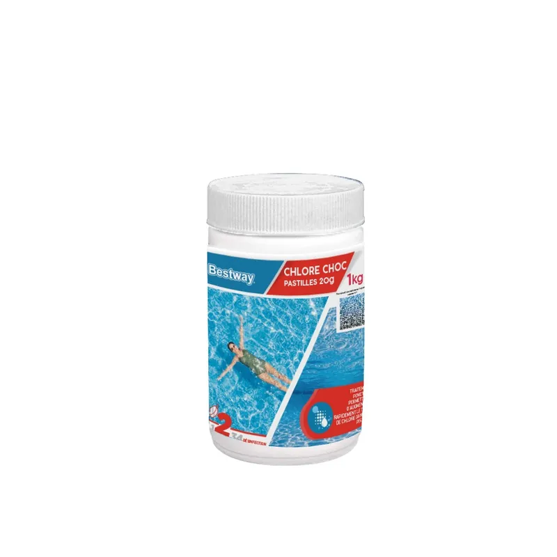 Chlore choc piscine - pastilles 20g seau 1kg BESTWAY Prix Bas