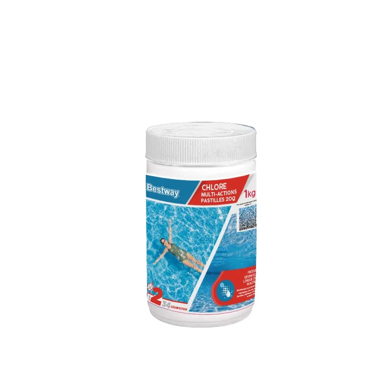 Chlore piscine - pastilles 20 g boîte de 1 kg BESTWAY Produit De Marque