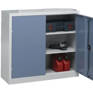 Nouvel Arrivage Armoire haute industrielle avec portes battantes gris/bleu 100 x 120 x 43 - SNOR