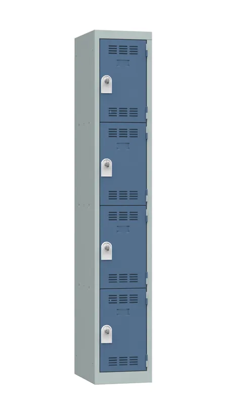 Vestiaire monobloc 1 colonne 4 cases perle/bleu 180 x 30 x 50 - SNOR Top Vente