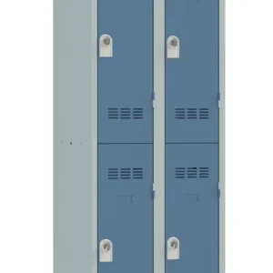 Petit Prix Vestiaire monobloc 2 colonnes 2 cases perle/bleu 180 x 60 x 50 - SNOR