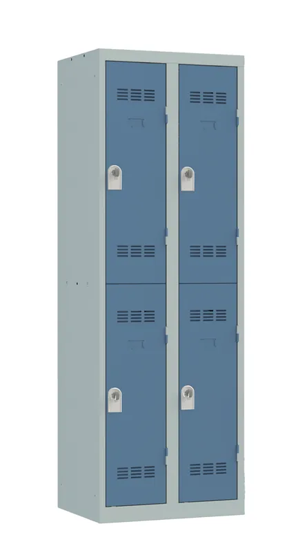 Petit Prix Vestiaire monobloc 2 colonnes 2 cases perle/bleu 180 x 60 x 50 - SNOR