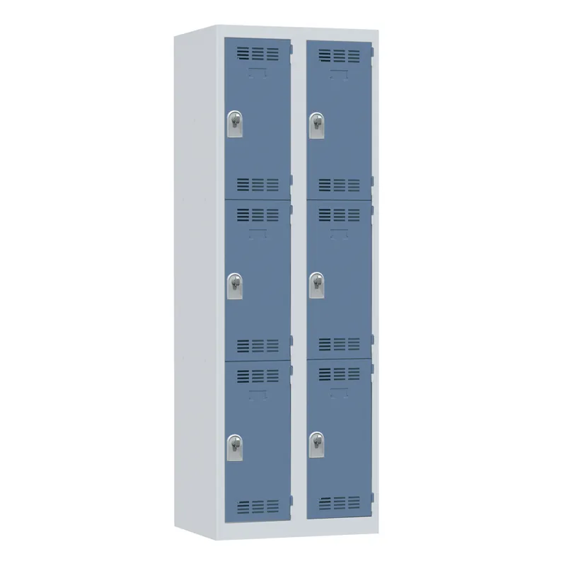 Vestiaire monobloc 2 colonnes 3 cases perle/bleu 180 x 60 x 50 - SNOR Offre Spéciale