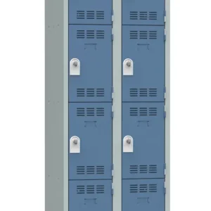 Vestiaire monobloc 2 colonnes 4 cases perle/bleu 180 x 60 x 50 - SNOR Meilleure Vente
