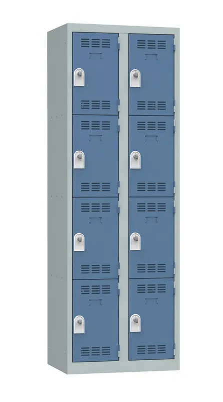 Vestiaire monobloc 2 colonnes 4 cases perle/bleu 180 x 60 x 50 - SNOR Meilleure Vente