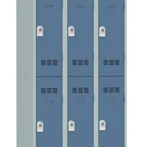 Vestiaire monobloc 3 colonnes 2 cases perle/bleu 180 x 90 x 50 - SNOR Nouvelle Collection