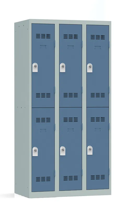Vestiaire monobloc 3 colonnes 2 cases perle/bleu 180 x 90 x 50 - SNOR Nouvelle Collection