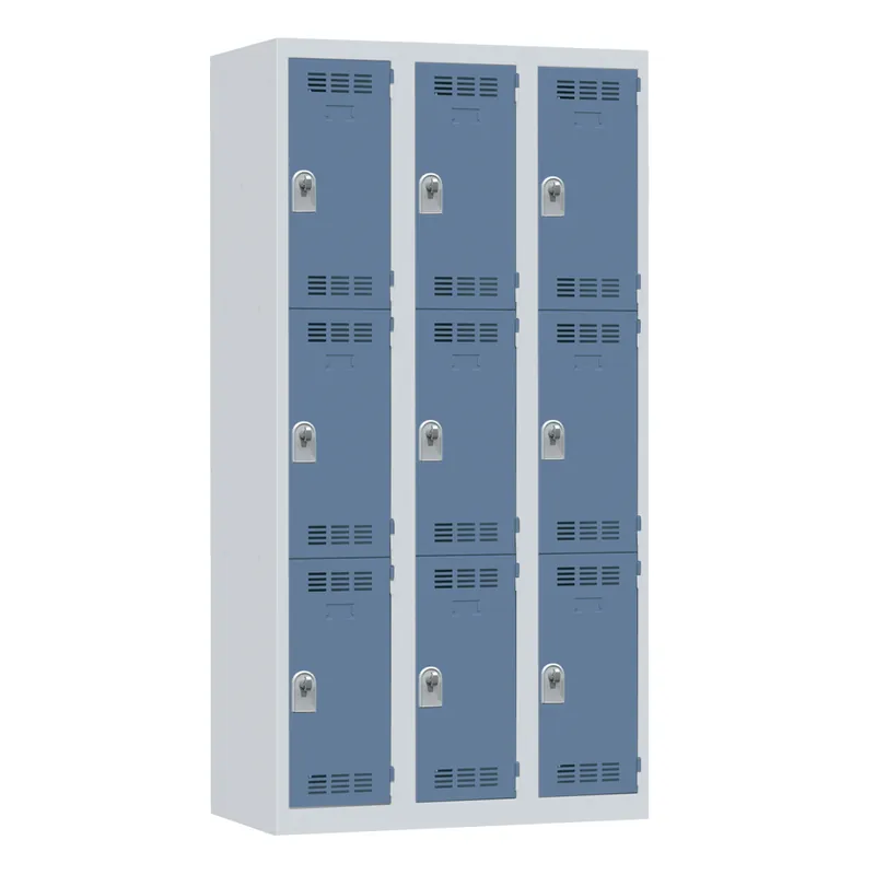 Satisfait Ou Remboursé Vestiaire monobloc 3 colonnes 3 cases perle/bleu 180 x 90 x 50 - SNOR