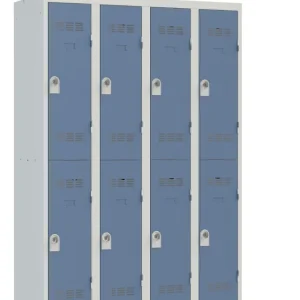 Vestiaire monobloc 4 colonnes 2 cases perle/bleu 180 x 120 x 50 - SNOR Haute Qualité