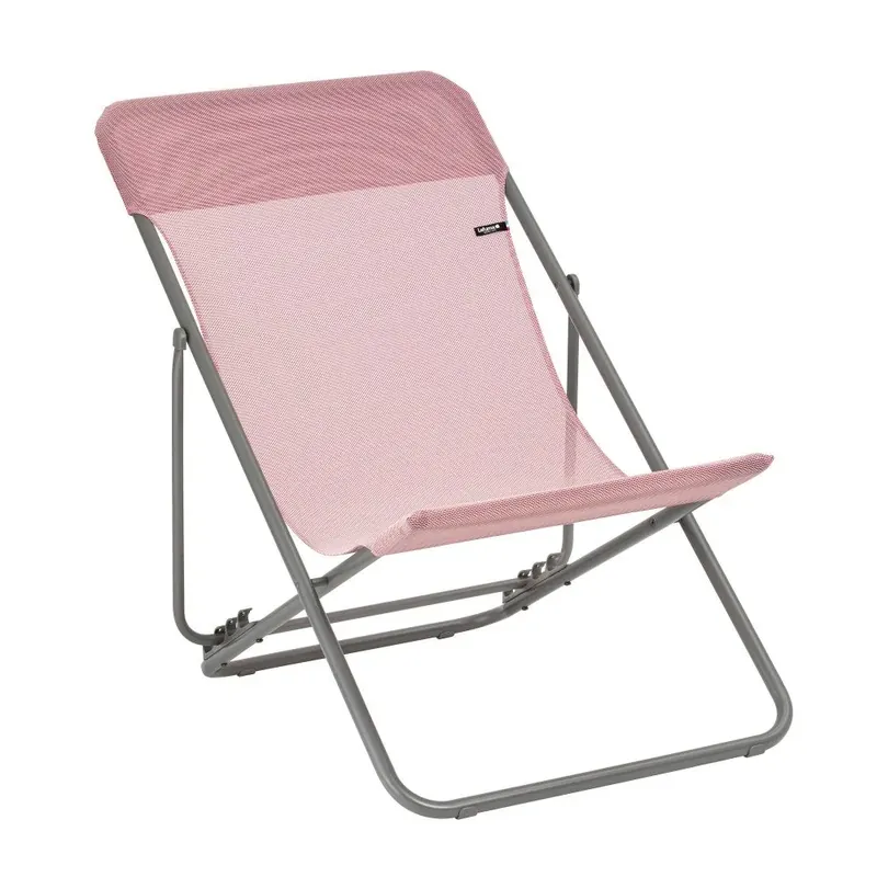 Transat de jardin pliant multi-positions rose/cerisier MAXI TRANSAT - LAFUMA Prix Bas