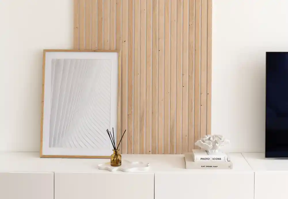 Pas Cher Panneau décoratif MDF 3D Latt pepper oak sur fond blanc - Lot de 2 - 20 x 287 x 2500 mm - AJ TIMBER