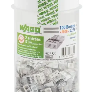 WAGO Pot de 100 mini bornes de connexion automatique 2 fils S2273 Commander Maintenant