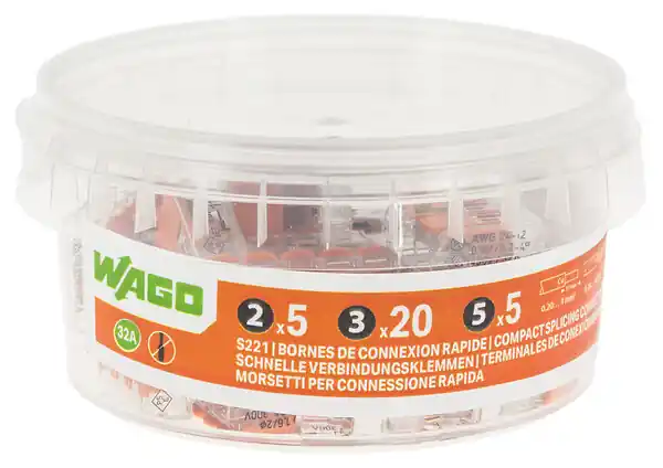 WAGO Pot de 30 bornes de connexion automatique S221 2,3 et 5 entrées Nouvelle Collection