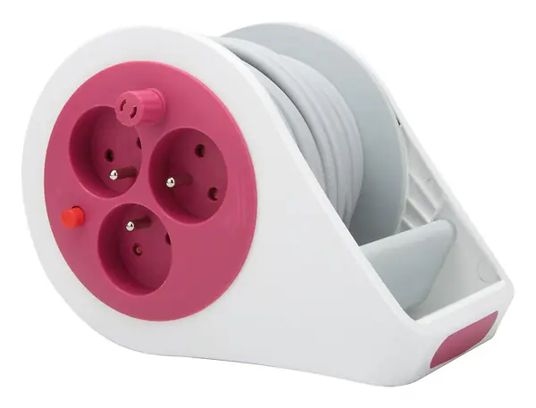 Commander Vite Mini enrouleur design 3 prises 2P+T - 7m Rose - Zenitech