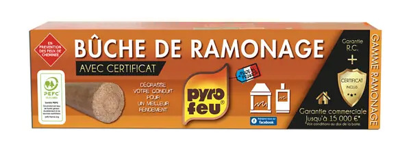 Bûche de ramonage chimique - 1,1 kg - avec certificat PYROFEU Meilleur Choix