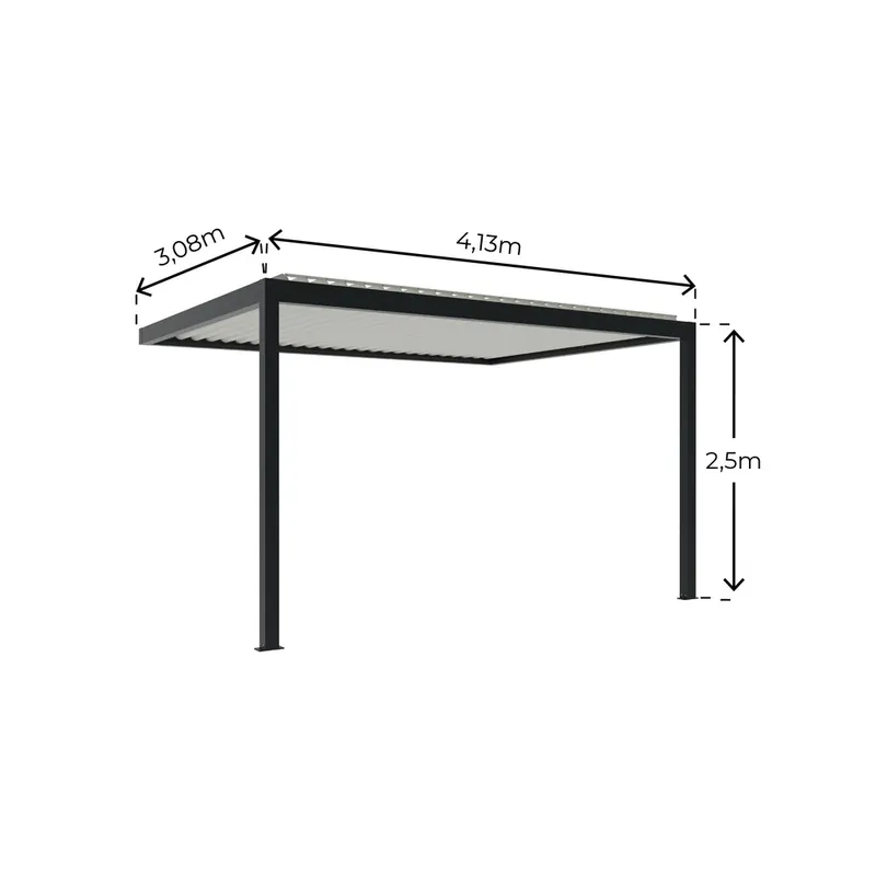 Pergola bioclimatique murale Sofia motorisée 4 x 3 m avec LED HOMALU Affaire À Saisir