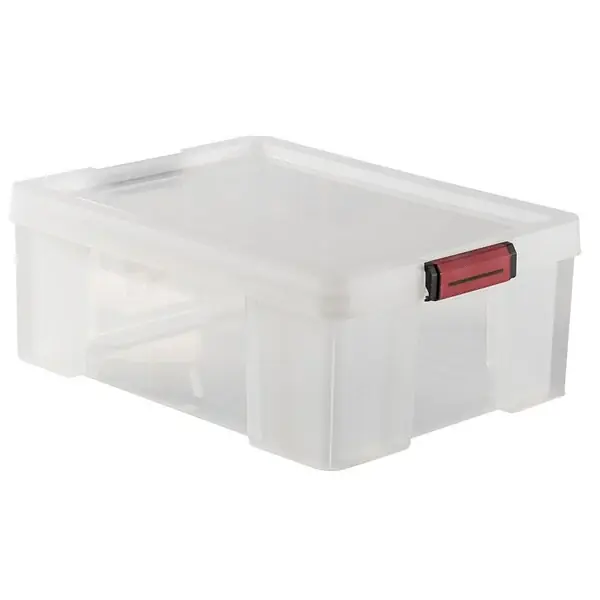 Prix Bas Bac en plastique renforcé avec couvercle - Transparent - 27L SUNDIS
