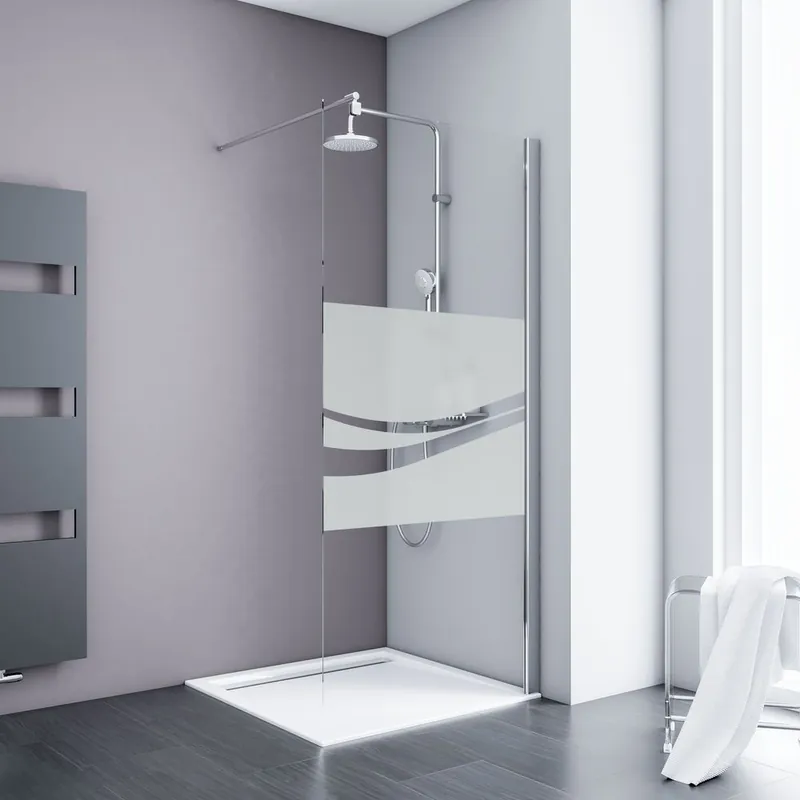 Nouvel Arrivage Paroi de douche à l‘italienne 100x190 cm profilé chrome verre sérigraphié liane 5 mm NewStyle - SCHULTE