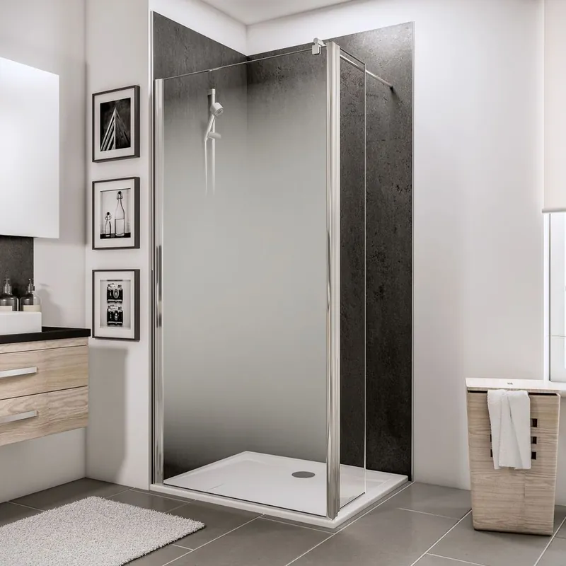 Solde Paroi de douche à l‘italienne avec déflecteur 100+30x190 cm profilé chrome verre sérigraphié brouillard 5 mm NewStyle - SCHULTE