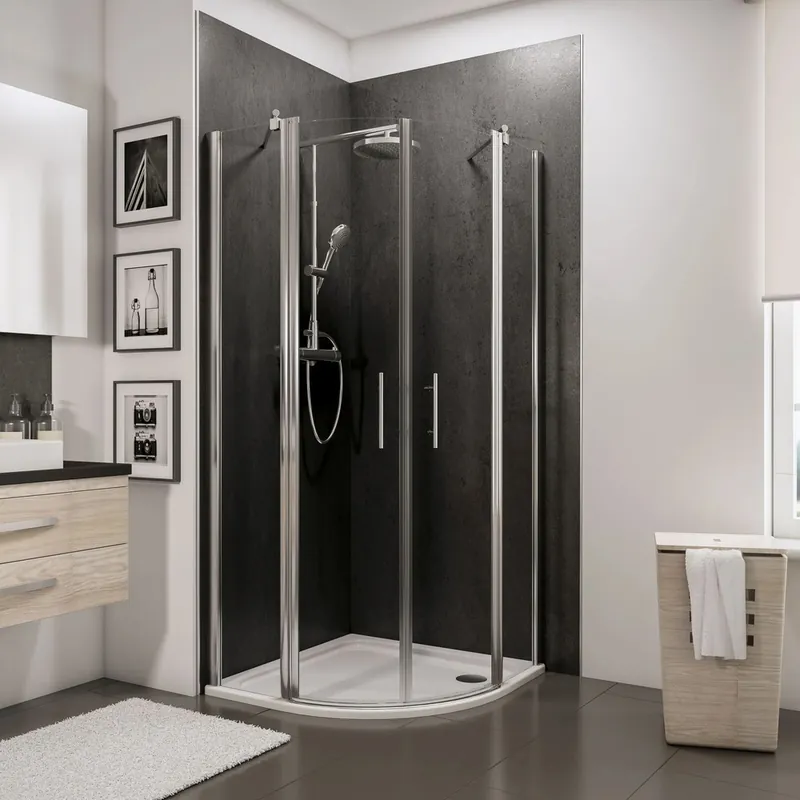 Livraison Express Accès d‘angle battant 1/4 de cercle 80x80x190 cm profilé chrome verre transparent 5 mm NewStyle - SCHULTE