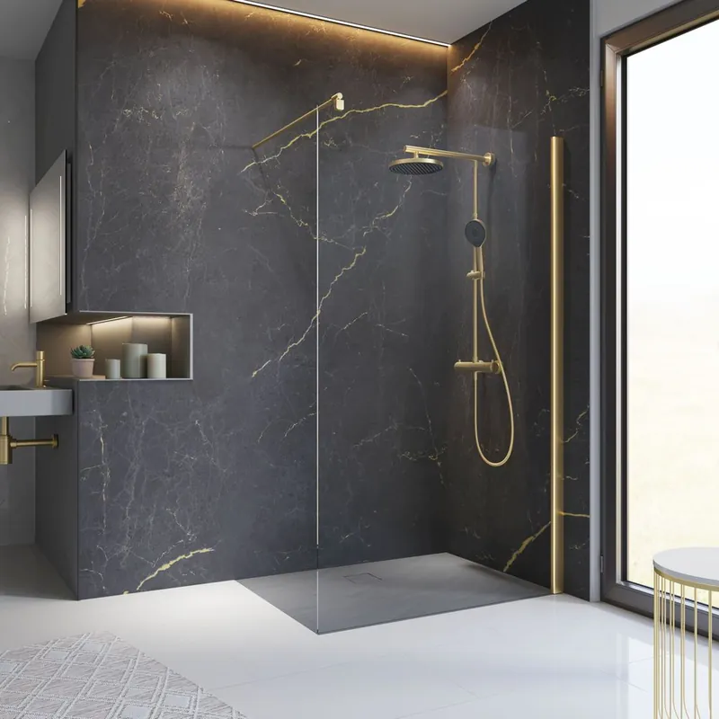 Haute Qualité Paroi de douche à l‘italienne 90x190 cm profilé or verre transparent 5 mm NewStyle - SCHULTE