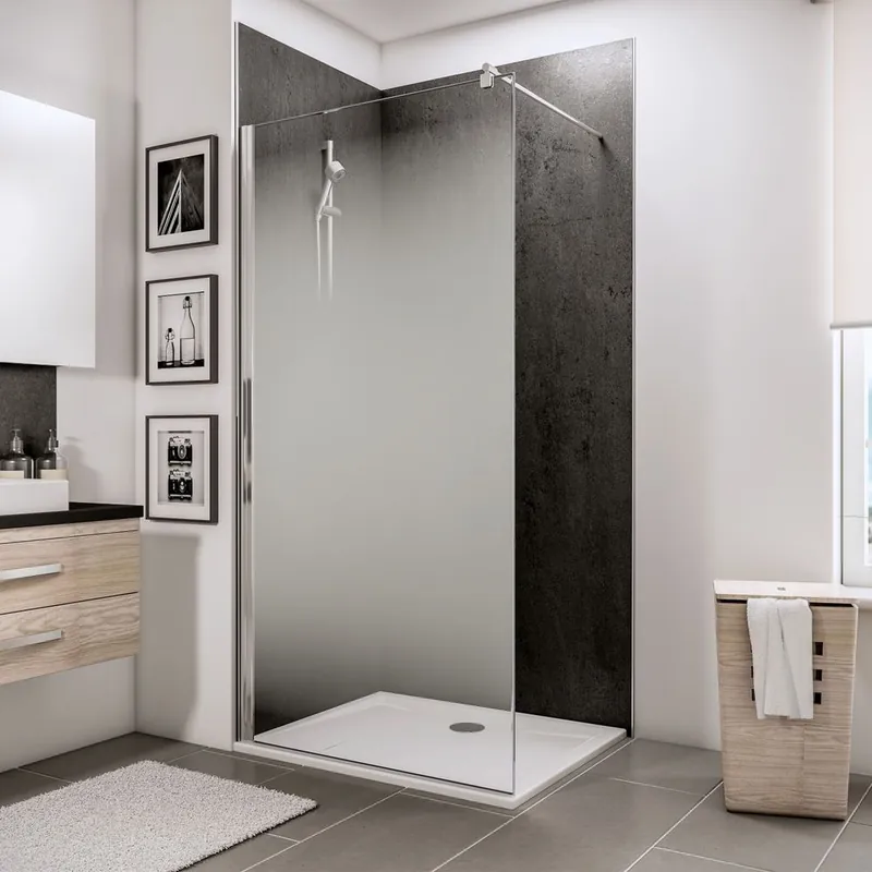 Offre Exclusive Paroi de douche à l‘italienne 90x190 cm profilé chrome verre sérigraphié brouillard 5 mm NewStyle - SCHULTE