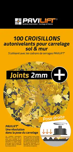 Prix Réduit 100 croisillons en croix 2mm Jaune - Niveau à carreaux PAVILIFT